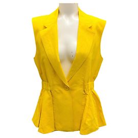 Gilet en coton et lin à ourlet peplum jaune Ulla Johnson Jaune