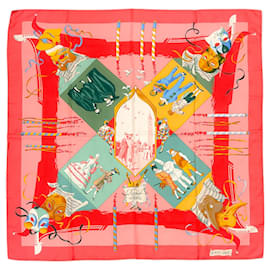 Hermès-Hermes Red / Pink Le Carnaval De Venise Silk Jacquard Scarf-Red