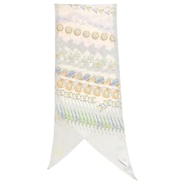 Chanel-Chanel Blue / Ivory Long Silk Scarf-Blue