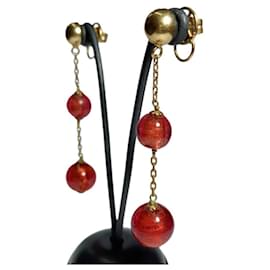 Autre Marque-Pendientes Largos Bolas de Oro 18K-Other