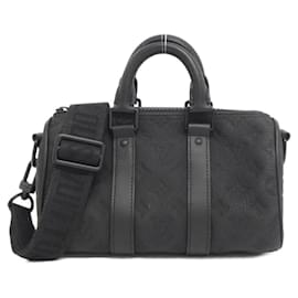 Louis Vuitton-Louis Vuitton Taurillon Monogram Keepall Bandouliere 25cm Boston Bag-Black