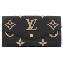 Louis Vuitton-Louis Vuitton Bicolor Monogram Empreinte Portefeuille Sarah M80496 Wallet-Black,Beige