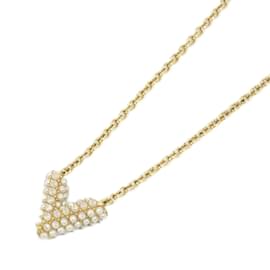 Louis Vuitton-Louis Vuitton Collier Essential V Pearl Necklace-White
