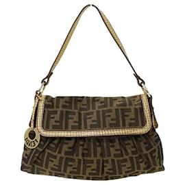 Fendi-Fendi Women's Handbag Shoulder Bag Zucca Canvas-Brown