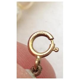 Autre Marque-14K Gold fastener & freshwater pearls for this vintage bracelet-White,Golden,Cream,Cream,Eggshell,Gold hardware