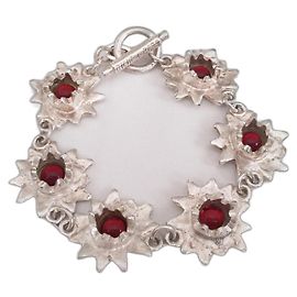 Autre Marque Biche de bère - Pulseira vintage rara e quase nova com flores estilizadas como estrelas vermelhas Prata Vermelho Hardware prateado