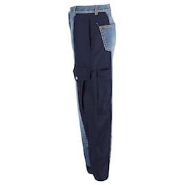 Alexander Mcqueen-Alexander McQueen High Rise Mixed Media Blend Jeans in Blue Denim-Blue,Light blue