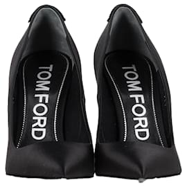 Tom Ford-Pompes en satin noir ornées de cristaux Tom Ford 105 mm-Noir