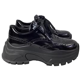 Prada-Baskets Oxford Prada en cuir noir-Noir