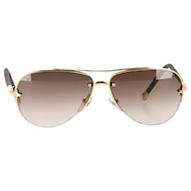 Louis Vuitton-Louis Vuitton Monogram Canvas Petite Viola Pilote Sunglasses in Gold Metal -Golden