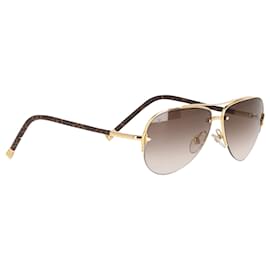 Louis Vuitton-Louis Vuitton Monogram Canvas Petite Viola Pilote Sunglasses in Gold Metal -Golden
