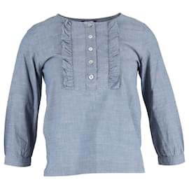 Apc-A.P.C. Cleo Blouse in Blue Cotton-Blue,Light blue