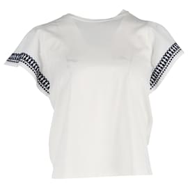 Autre Marque-Weekend Max Mara Cerchio Embroidered T-shirt in White Cotton-White,Cream