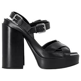 Jil Sander-Jil Sander Ankle Strap Platform Sandals in Black Leather-Black