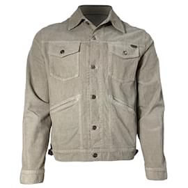 Tom Ford-Veste boutonnée Tom Ford en velours côtelé beige-Beige