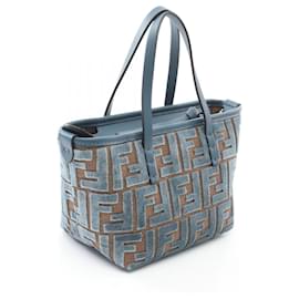 Fendi-Fendi Fabric Canvas Leather Roll Mini Tote Bag 8BS096AT14F1NQ0-Green