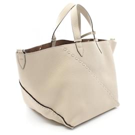 Fendi-Fendi Leather Selleria Diagonal Tote Bag 7VA656AU4DF1RYU-Brown,Beige