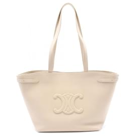 Céline-Celine Cuir Triomphe Medium Cabas Anais Tote Bag Leather 116853ENY02PA-White