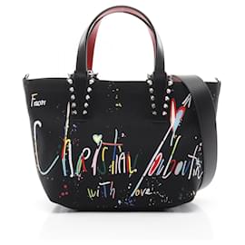 Christian Louboutin-Sac cabas 2 en 1 Graffiti en toile et cuir Christian Louboutin CABATA 1255259BK01-Noir