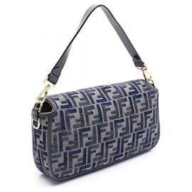 Fendi-Fendi Chenille FF Baguette Medium 2way Bag 8BR600ASU0F1PQK-Blue