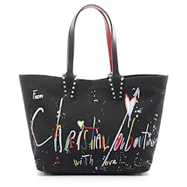 Christian Louboutin-Christian Louboutin Canvas Leather CABATA BEACH BAG SMALL Tote Bag 1255257BK01-Black