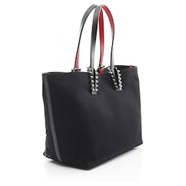 Christian Louboutin-Christian Louboutin Canvas Leather CABATA BEACH BAG SMALL Tote Bag 1255257BK01-Black
