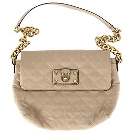 Bolsa de ombro acolchoada Marc Jacobs em couro bege Bege