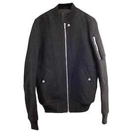 Rick Owens-Rick Owens Porterville Bomber Jacket in Black Wool-Black