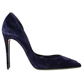 Christian Louboutin-Christian Louboutin Iriza 100 Pumps in Navy Blue Suede-Blue,Navy blue