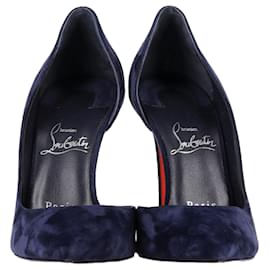 Christian Louboutin-Christian Louboutin Iriza 100 Pumps in Navy Blue Suede-Blue,Navy blue
