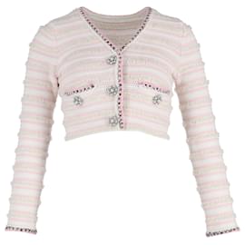 Self portrait- Self-Portrait Cropped Embellished Cardigan in Multicolor Cotton-Multiple colors