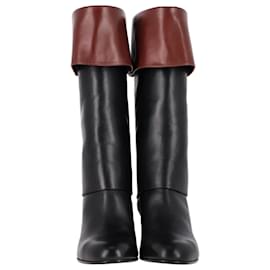 Chanel-Bottes mi-mollet pliables Chanel CC en cuir noir-Noir