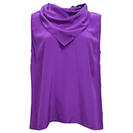 Sandro-Sandro Cowl Neck Blouse in Purple Silk-Purple