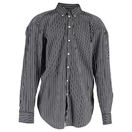 Balenciaga-Balenciaga Striped Button-Down Shirt in Black Cotton-Black