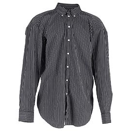 Gestreifte Button-Down-Hemd von Balenciaga aus schwarzer Baumwolle Schwarz