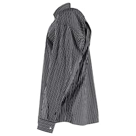 Balenciaga-Balenciaga Striped Button-Down Shirt in Black Cotton-Black