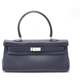 Hermès-Sac à épaule Kelly en Taurillon Clemence Hermes 179S Stamp M (2009)-Bleu