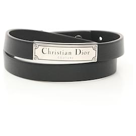 Christian Dior-Dior Homme Leather Stainless Steel COUTURE Bracelet B1896HOMLE004-Black