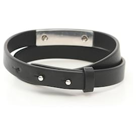 Christian Dior-Dior Homme Leather Stainless Steel COUTURE Bracelet B1896HOMLE004-Black