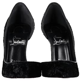 Christian Louboutin-Christian Louboutin Iriza 100 Papillon Pumps in Black Velvet -Black