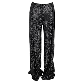 Tom Ford-Tom Ford Sequinned Wide-leg Trousers In Black Polyester-Black