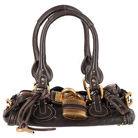 Sac à épaule Chloé Mini Paddington en cuir marron Marron Rouge