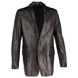 Blazer de un solo botón en cuero marrón oscuro de Gucci Castaño