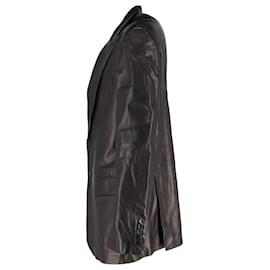 Gucci-Blazer de botão único em couro preto Gucci-Preto