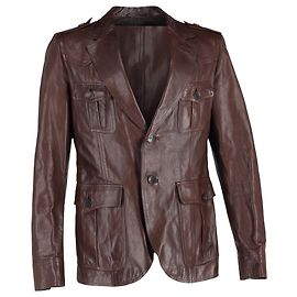 Gucci Utility-Jacke aus braunem Leder Braun Rot