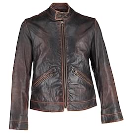 Dolce & Gabbana-Dolce & Gabbana Biker Jacket in Brown Leather-Brown