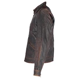 Dolce & Gabbana-Dolce & Gabbana Biker Jacket in Brown Leather-Brown