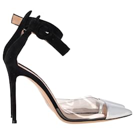 Gianvito Rossi-Pompes à bride de cheville en PVC Gianvito Rossi en daim noir-Noir