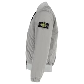 Stone Island- Stone Island Compass Badge Bomber Jacket in Grey Polyamide-Grey