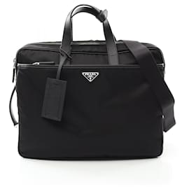 Prada-Prada Nylon Saffiano Leather Business Bag 2VE0152DMHF0002-Black